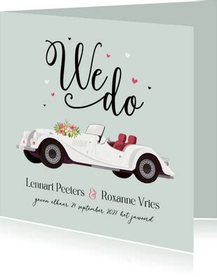 Trouwkaart Just Married Pas Getrouwd Vintage Kaartje2go