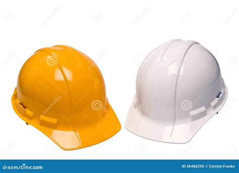 Construction Hard Hats Isolated Stock Photo - Image of hard, helmets ...