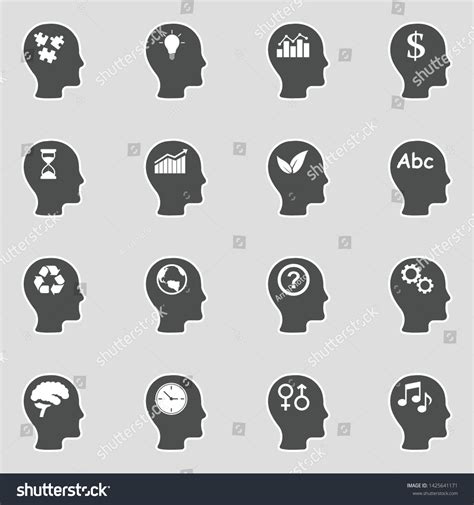 Thinking Heads Icons Sticker Design Vector Stock Vector Royalty Free