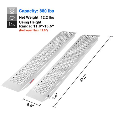 Ruedamann 47 2 Inch L × 8 5 Inch W Aluminum Loading Ramp 880 Lbs