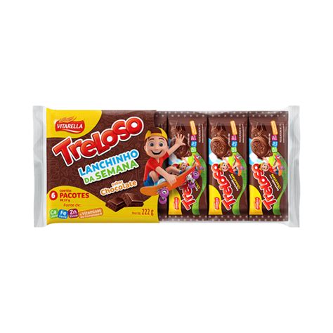 Treloso Biscoito Recheio Sabor Chocolate Vitarella Tem