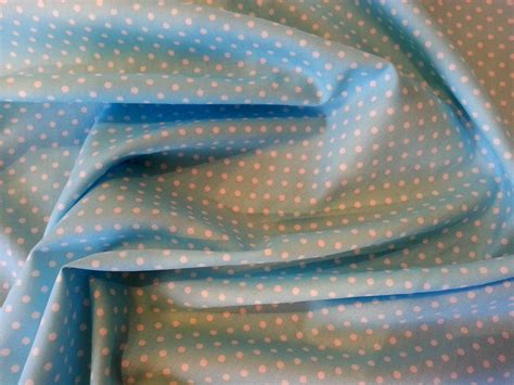 Sky Blue 100 Cotton Poplin Dress Fabric Material 3mm Polka Dot