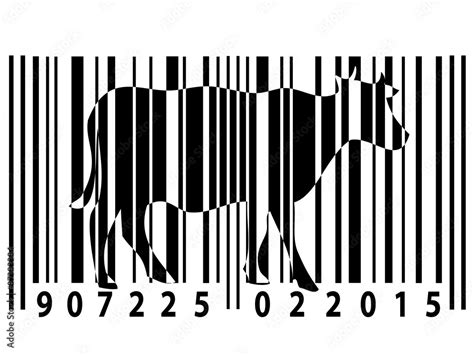 Animal rights barcode with cow silhouette Stock Vector | Adobe Stock