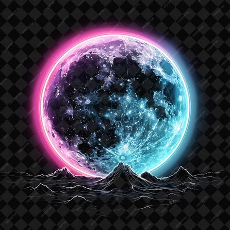 radiant neon full moon   silhouette circular shape la png yk