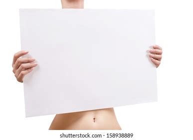 Naked Woman Holding Empty White Blank Stock Photo Shutterstock