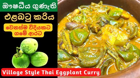 ගමේ රසට හදන සුපිරි එලබටු කරිය Elabatu Curry Thai Eggplant Curry