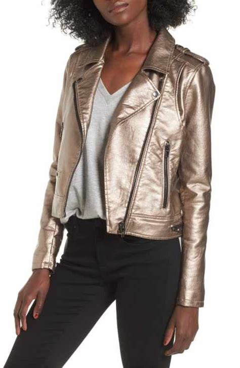 Blanknyc Metallic Faux Leather Moto Jacket Gold Jacket Outfit Fashion Metallic Jacket