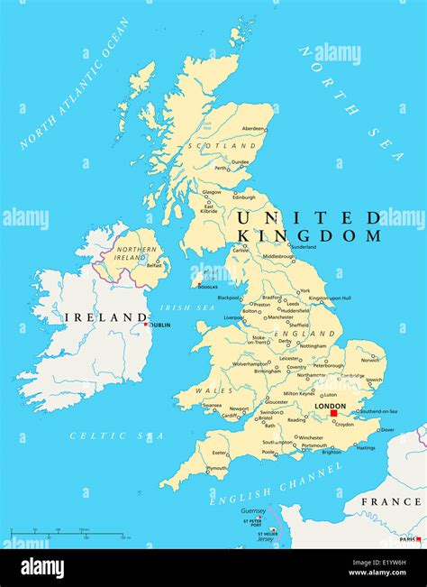 United Kingdom Political Map with capital London, national borders ...