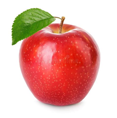 Red Apple with Green Leaf Isolated on a White Background Stock Image - Image of juicy, isolated ...