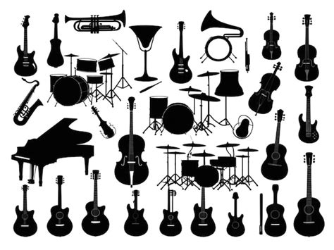 Vector Collection Of Musical Instruments Silhouette Premium Ai