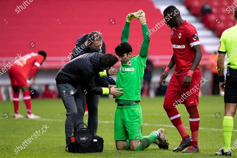 Antwerps Goalkeeper Alireza Beiranvand Receives Medical Editorial Stock