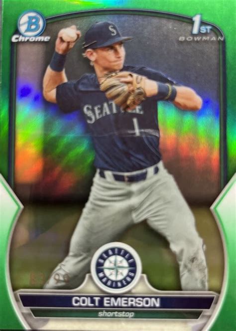 Colt Emerson 2023 Bowman Draft BDC 42 Chrome Green Refractor 99