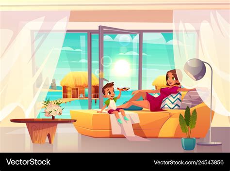 Resting in luxury hotel apartment cartoon Vector Image