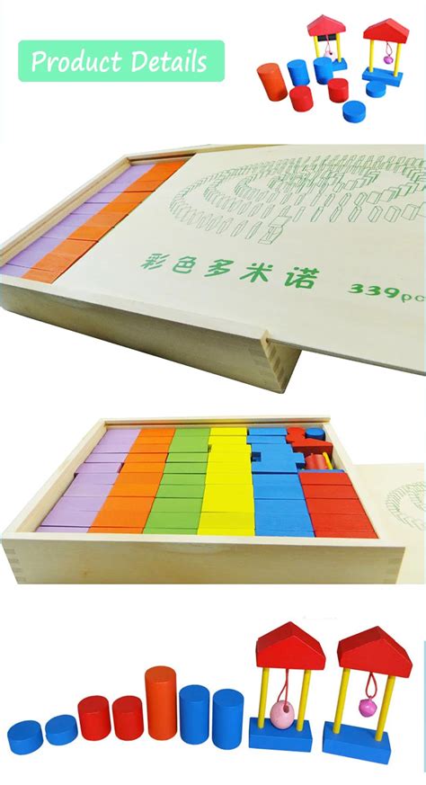 Wholesale Custom Wooden Domino Children Game Building Blocks For Kids