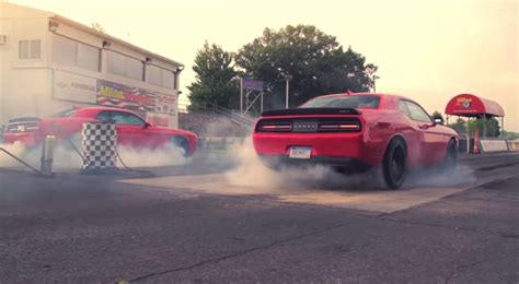 2015 Dodge Challenger SRT Hellcat x 2 + Dragstrip = Twin Burnout Mayhem ...