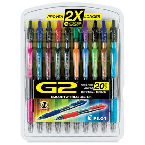 Pilot G2 Gel Pen Set Wallet Set 07mm Set Of 20 Assorted Colors