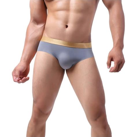 Kpoplk Mens Ice Silk Thongs Low Rise T Back Bikini Briefs Underwear