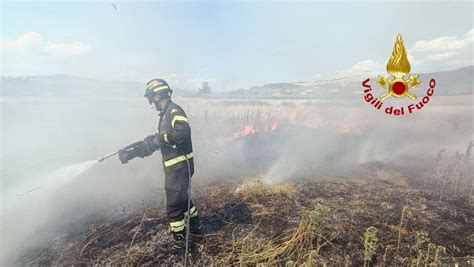 Vasto Incendio In Un Campo Il Vento Alimenta Le Fiamme Super Lavoro Dei