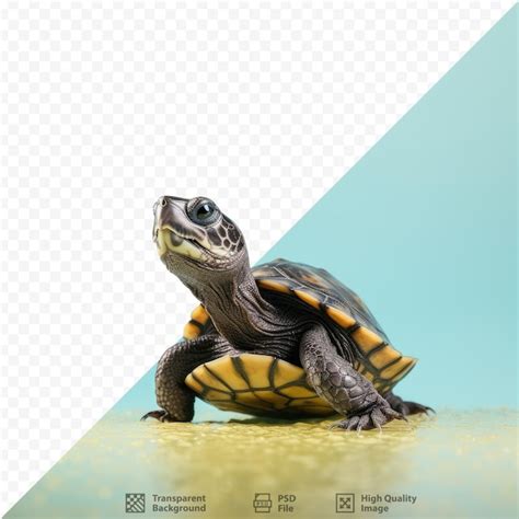 Premium PSD | Isolated white aquarium with a small turtle