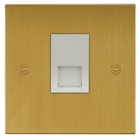 Focus Sb Horizon Square Corners Nhsb251w 1 Gang Slave Telephone Socket In Satin Brass With