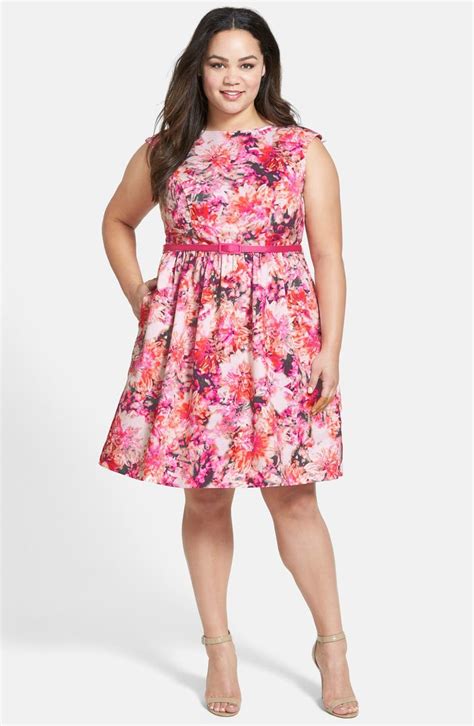 Eliza J Floral Print Fit And Flare Dress Plus Size Nordstrom