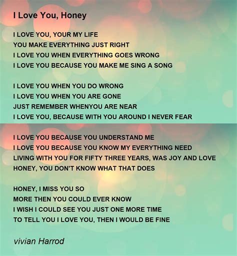 I Love You My Honey ️ A Romantic Love Poem Amourquotable I Love You