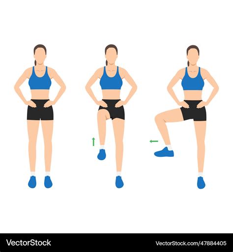 Woman Doing Exercise With Single Leg Hip Rotation Vector Image