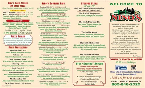 Menu at Nino's Pizzeria, Montville