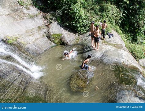 Children Playing In A Waterfall Editorial Stock Image Image Of Kids