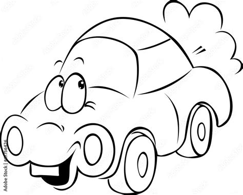 funny car cartoon - black outline Stock Vector | Adobe Stock