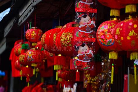 Lamps and Red Garments for Use during Chinese New Year. Stock Image ...