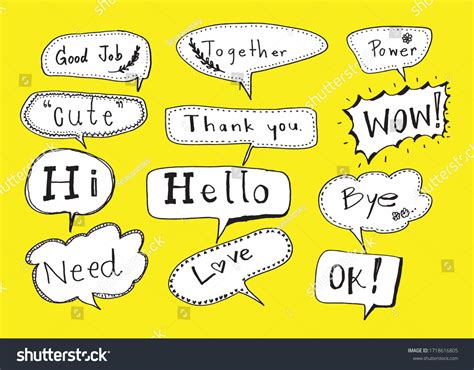 Hand Drawn Set Colorful Speech Bubbles Stock Vector Royalty Free