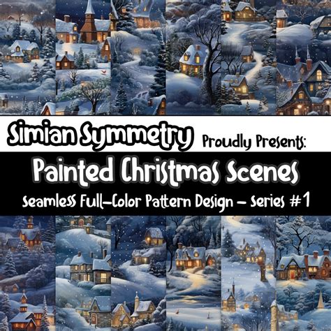 Painted Christmas Scenes Instant Download Seamless - Etsy