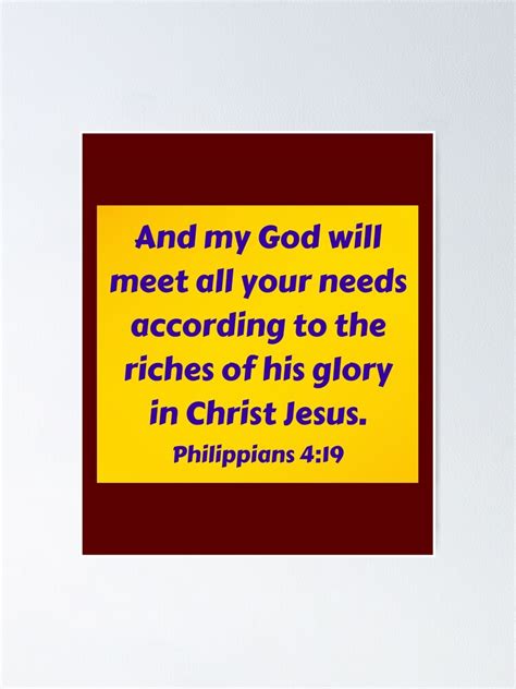 Bible Verse Philippians 4 19 Poster For Sale By BibleCreations