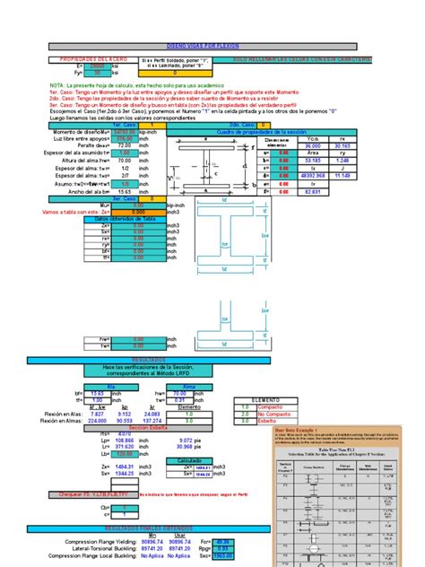 Plantilla Excelcivilgeeks Para El Diseño De Vigas De Acero Por Flexiónxls Ingeniería De