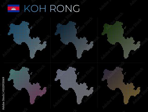 Koh Rong Dotted Map Set Map Of Koh Rong In Dotted Style Borders Of