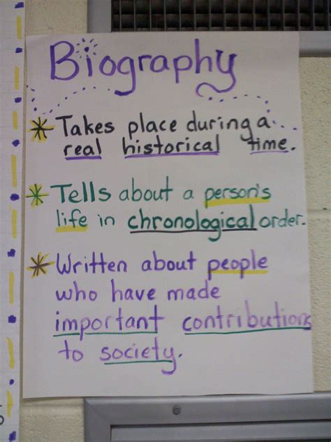 Biography Anchor Chart Reading Writing Skills Pinterest Anchor Charts Chart And School