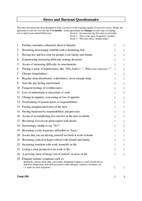 (PDF) Stress and Burnout Questionnaire