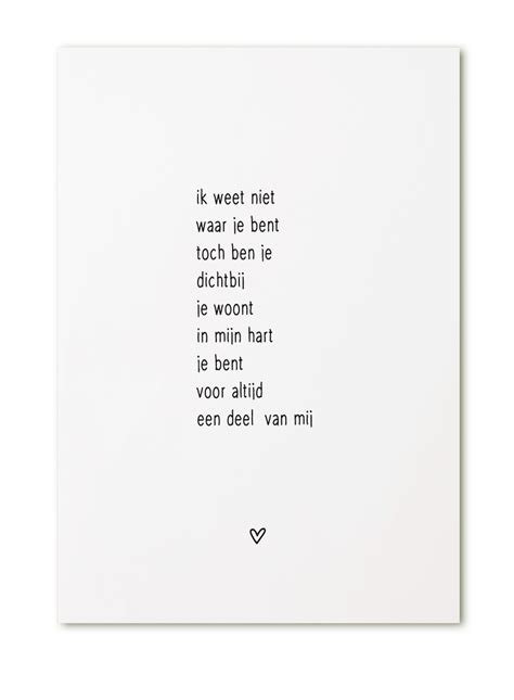 Kaart Gedicht Ik Weet Niet Waar Je Bent