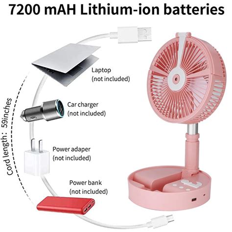 Buy Portable Usb Folding Floor Fan Telescopic Table Desk Fan With Humidifying Hydrating Spray