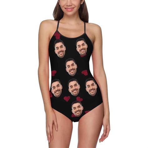 Custom Face Photo Love Heart Women S Bikini One Piece Bathing Suit Personalized Gifts