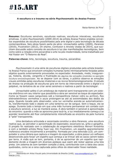 Pdf A Escultura E O Trauma Na S Rie Psychosomatic De Anaisa Franco