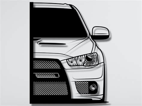 Mitsubishi Evo Lancer Silhouette Metal Wall Artcar Wall Etsy