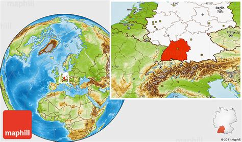 Physical Location Map Of Baden Württemberg Highlighted Country