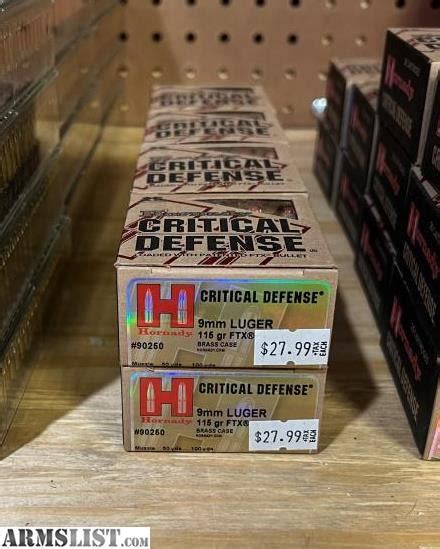 Armslist For Sale Hornady 9mm Critical Defense 115gr Ftx 25rds