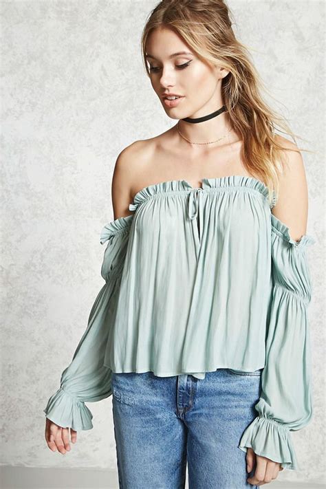 Forever 21 Women S Ruffled Off The Shoulder Top