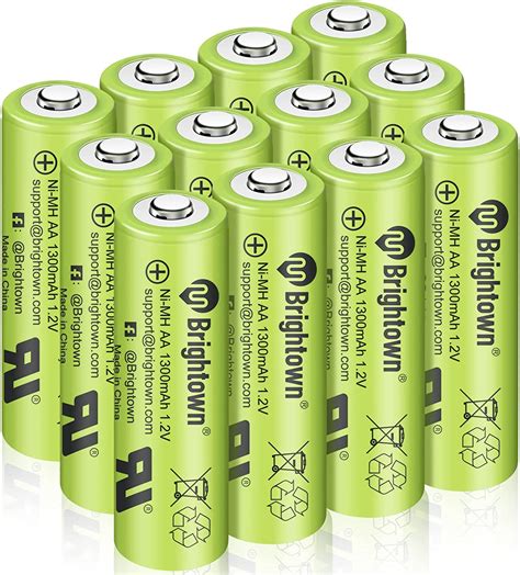 Brightown 1300mah Aa Rechargeable Solar Light Batteries 12 Count