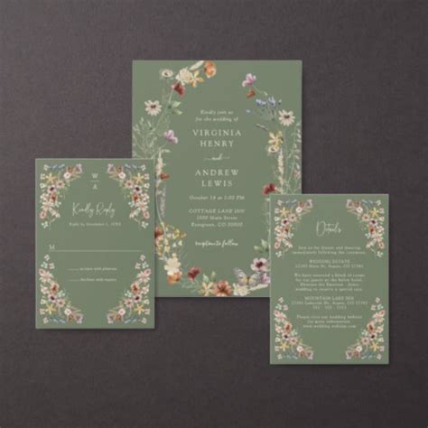 Green Boho Wedding Invitation | Zazzle