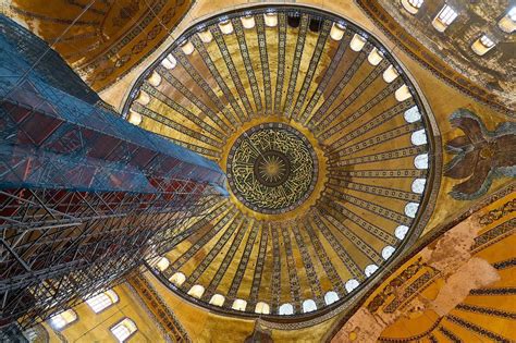 Mosaic From Ceiling Of Mosque Of Hagia Sophia Istanbul Turkey The