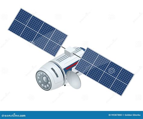 Gps Satellite Flat Vector Isometric Illustration Wireless Satellite